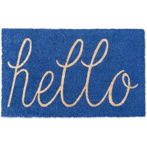 Hello Coir Fiber Doormat NonSlip Durable Outdoor/Indoor, Pet Friendly,18x30,Blue - Picture 7 of 7